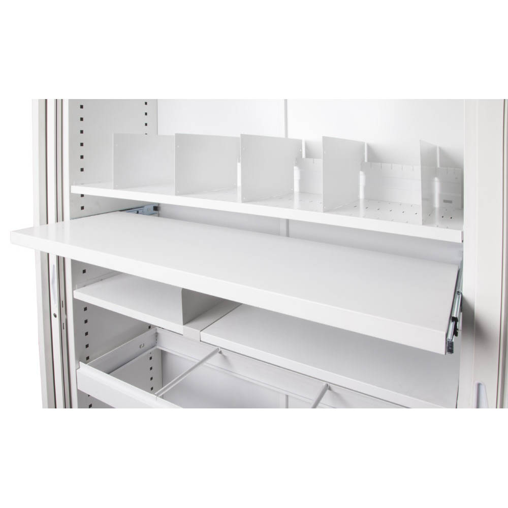 Image for GO STEEL TAMBOUR DOOR CUPBOARD ADDITIONAL PULL OUT FILE SHELF 1200MM WHITE CHINA from Angletons Office National