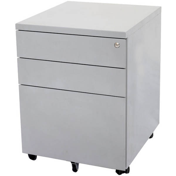 Image for GO STEEL MOBILE PEDESTAL STEEL 3-DRAWER LOCKABLE 460 X 472 X 610MM PRECIOUS SILVER from Office National