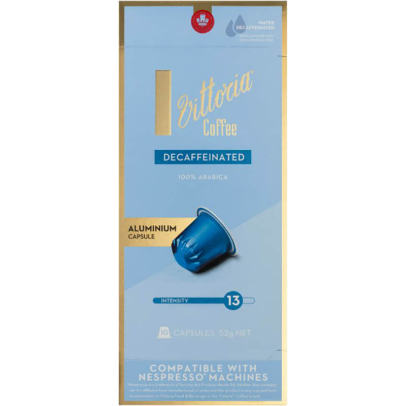 Image for VITTORIA NESPRESSO COMPATIBLE COFFEE CAPSULES DECAF PACK 10 from PaperChase Office National