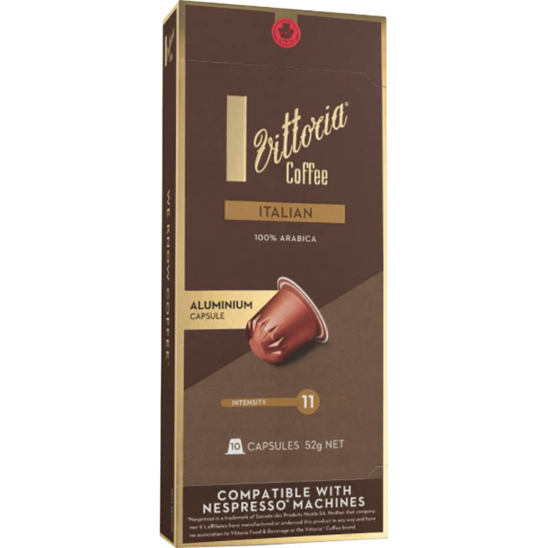 Image for VITTORIA NESPRESSO COMPATIBLE COFFEE CAPSULES ITALIAN PACK 10 from Ezi Office National Tweed