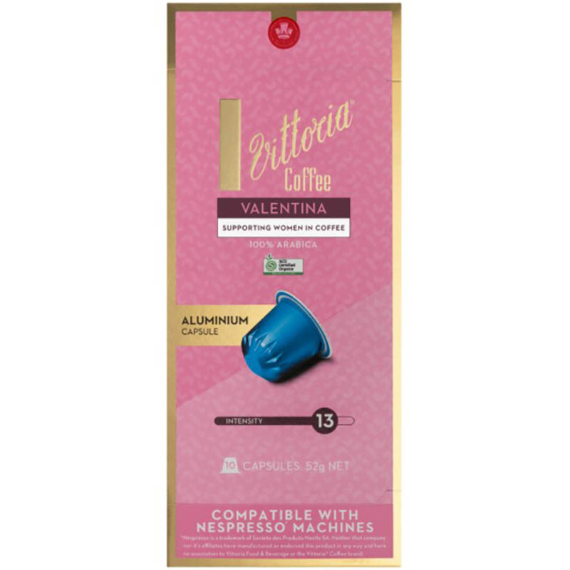 Image for VITTORIA NESPRESSO COMPATIBLE COFFEE CAPSULES VALENTINA PACK 10 from PaperChase Office National