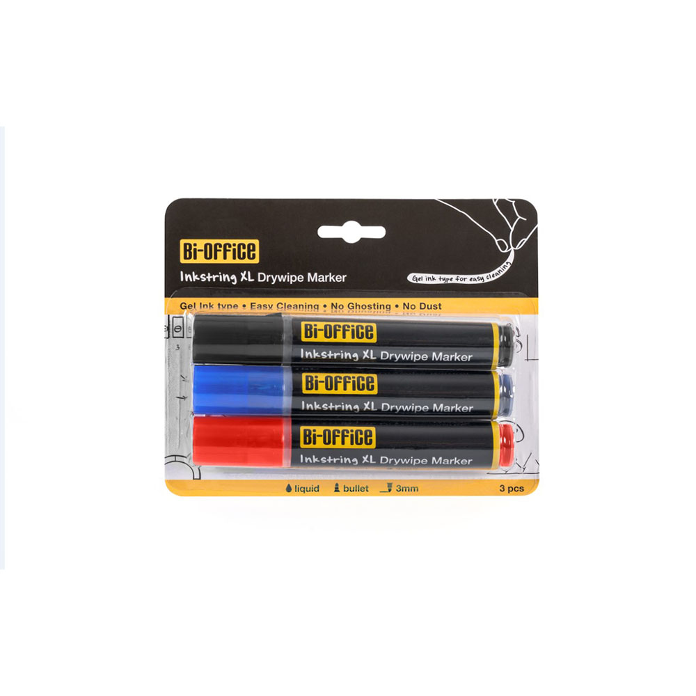Image for BI-OFFICE INKSTRING DRYWIPE MARKERS XL ASSORTED PACK 3 from Surry Office National