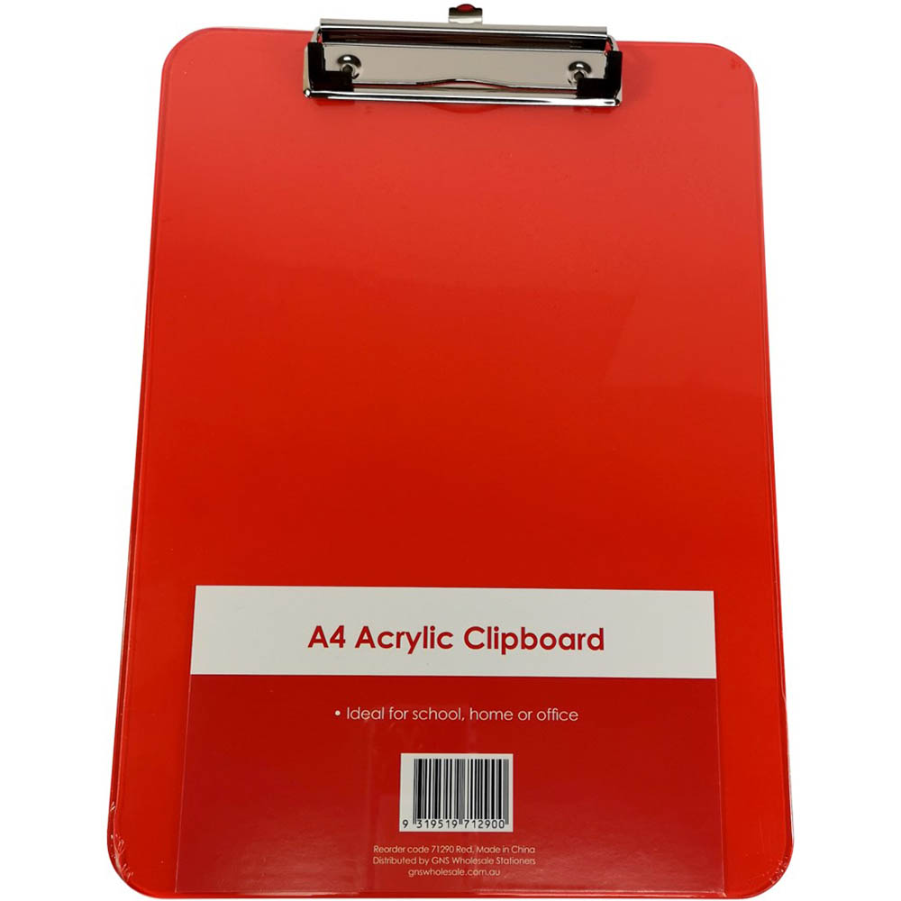 Image for GNS CLIPBOARD ACRYLIC A4 RED from PaperChase Office National