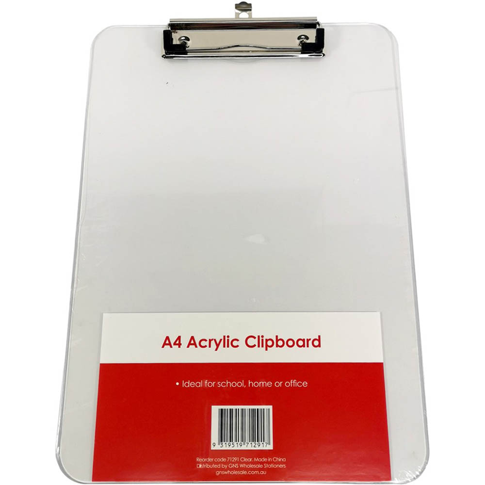 Image for GNS CLIPBOARD ACRYLIC A4 CLEAR from Coffs Coast Office National