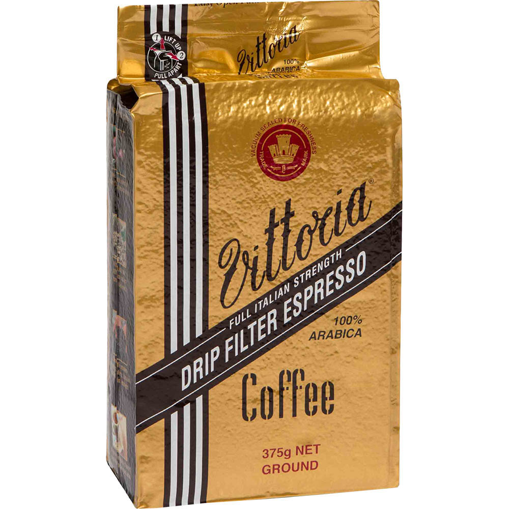 Image for VITTORIA ESPRESSO DRIP FILTER GROUND COFFEE 375G from Office National Capalaba