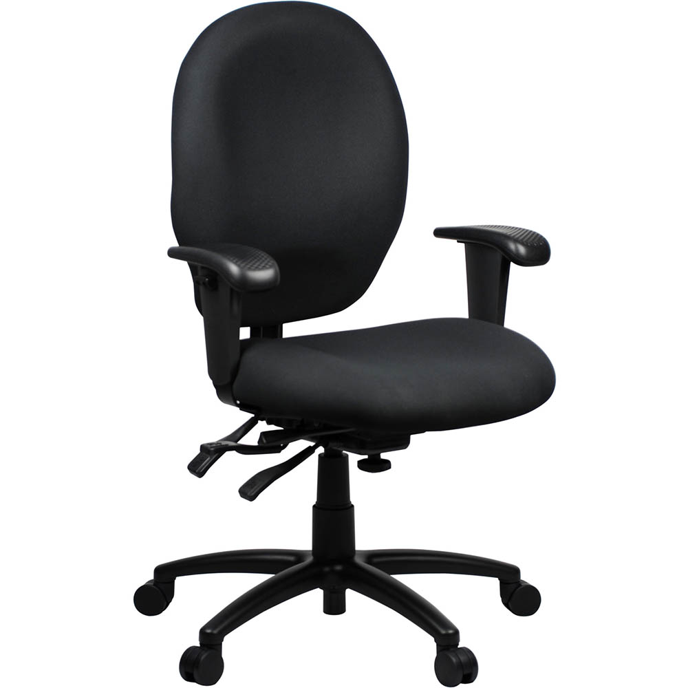 Image for DURO HEAVY DUTY TASK CHAIR MEDIUM BACK ARMS BLACK from PaperChase Office National