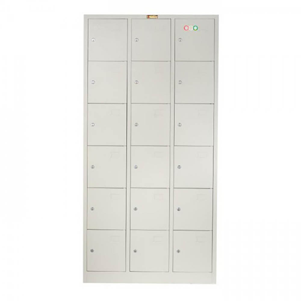 Image for METAL LOCKER 18 DOOR WITH CAM LOCK 900 X 450 X 1850MM GREY from Emerald Office Supplies Office National