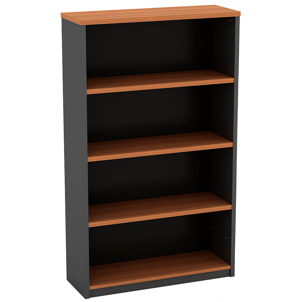 Image for OM OPEN BOOKCASE 900 X 320 X 1500MM CHERRY/CHARCOAL from Angletons Office National