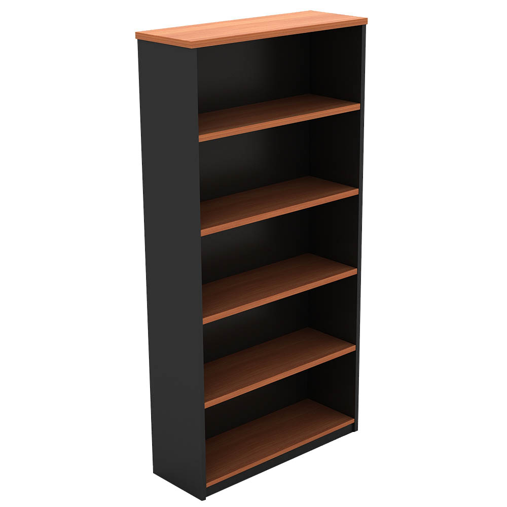 Image for OM OPEN BOOKCASE 900 X 320 X 1800MM CHERRY/CHARCOAL from Office National Sydney Stationery
