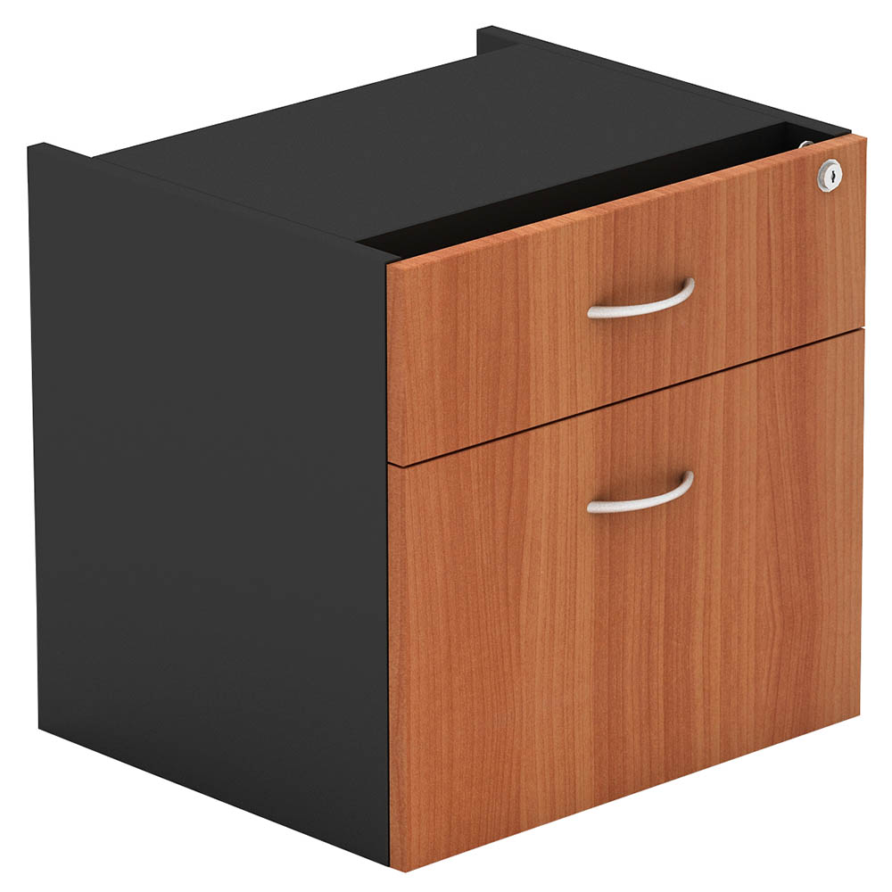 Image for OM FIXED DESK PEDESTAL 2-DRAWER LOCKABLE 464 X 400 X 450MM CHERRY/CHARCOAL from Pirie Office National