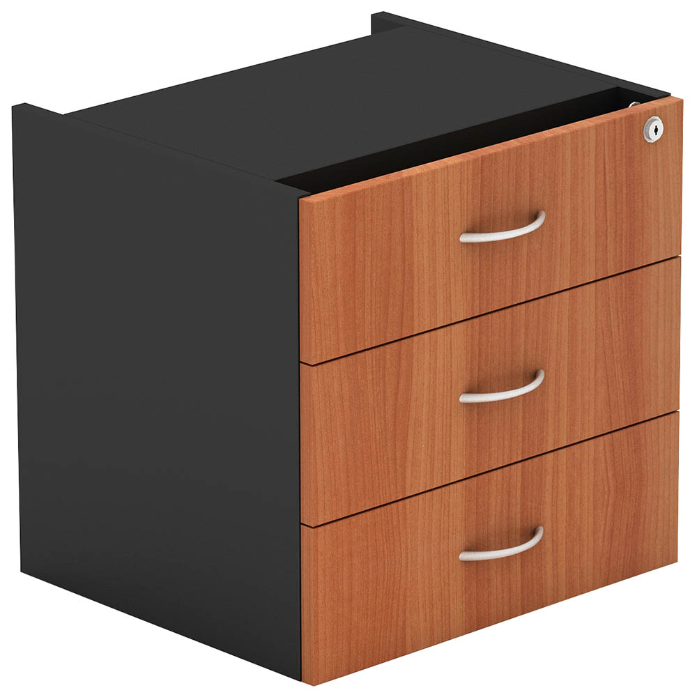 Image for OM FIXED DESK PEDESTAL 3-DRAWER LOCKABLE 464 X 400 X 450MM CHERRY/CHARCOAL from OFFICE NATIONAL CANNING VALE
