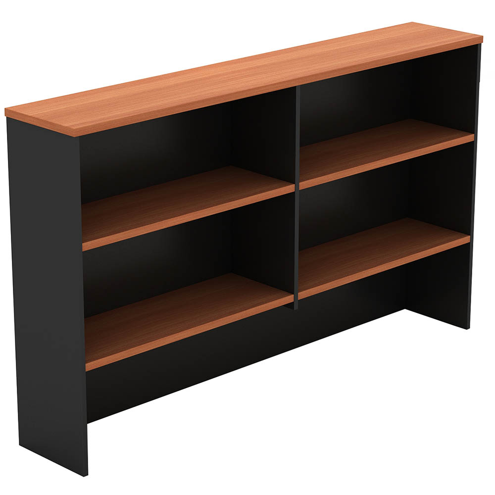 Image for OM OVERHEAD HUTCH 1350 X 325 X 1080MM CHERRY/CHARCOAL from Ezi Office Supplies Gold Coast Office National