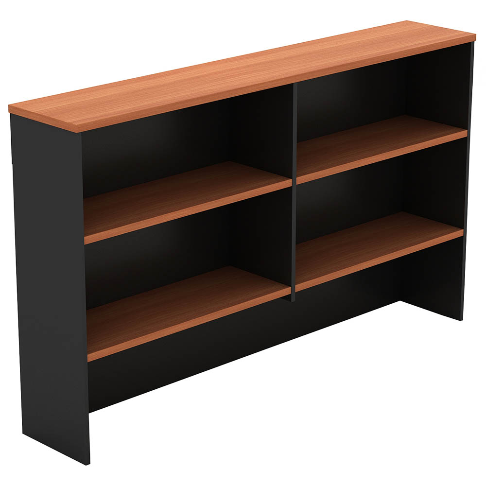 Image for OM OVERHEAD HUTCH 1500 X 325 X 1080MM CHERRY/CHARCOAL from Our Town & Country Office National