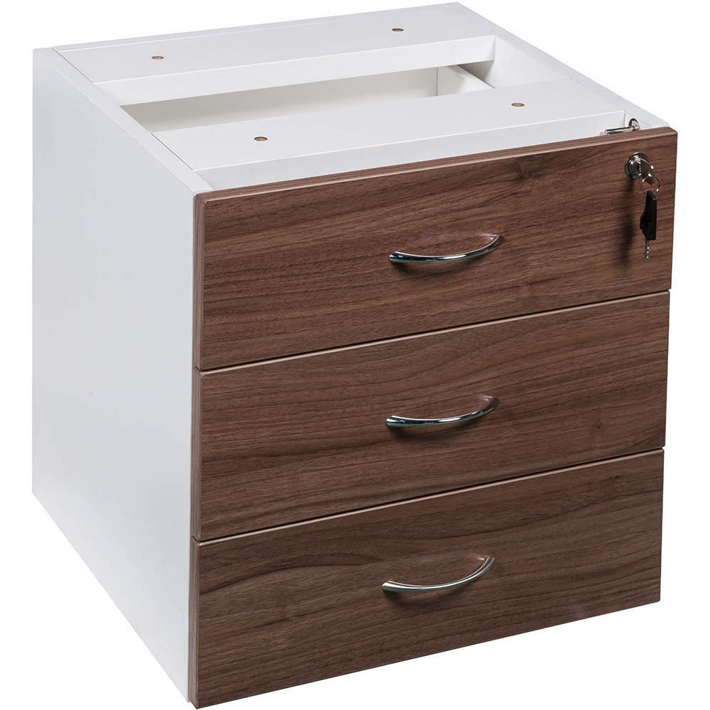 Image for OM PREMIER FIXED DESK PEDESTAL 3-DRAWER LOCKABLE 464 X 400 X 450MM CASNAN/WHITE from Aztec Office National Melbourne