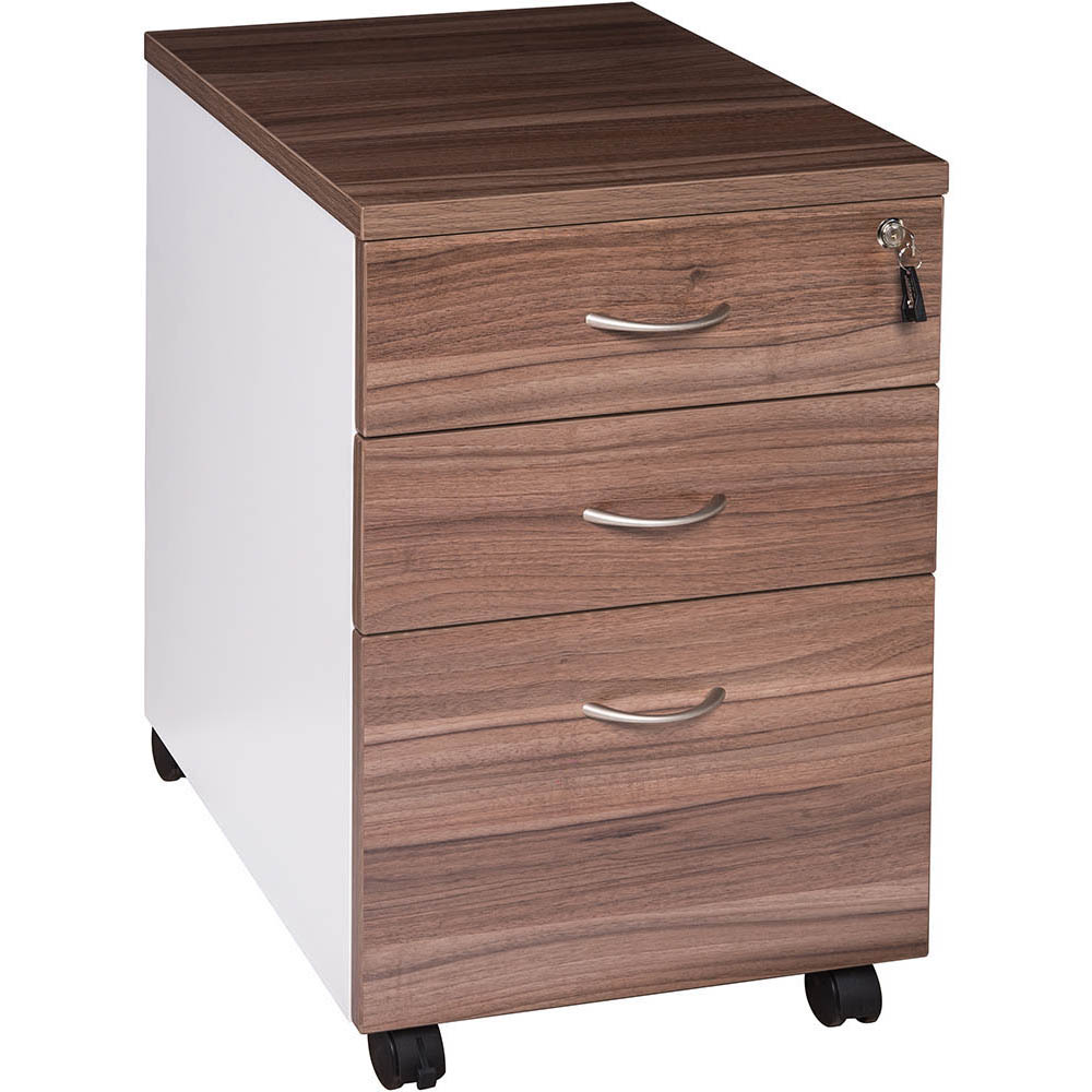 Image for OM PREMIER MOBILE PEDESTAL 3-DRAWER LOCKABLE 468 X 510 X 685MM CASNAN/WHITE from Surry Office National