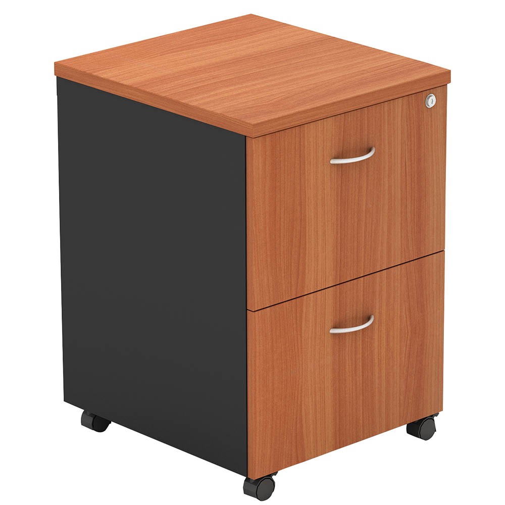 Image for OM MOBILE PEDESTAL 2-DRAWER LOCKABLE 468 X 510 X 685MM CHERRY/CHARCOAL from Surry Office National