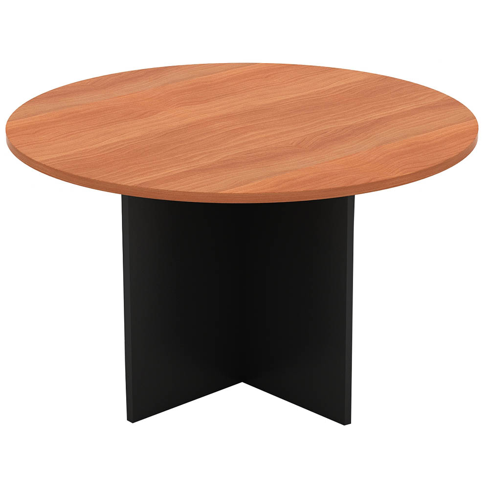 Image for OM ROUND MEETING TABLE 900 X 720MM CHERRY/CHARCOAL from Surry Office National