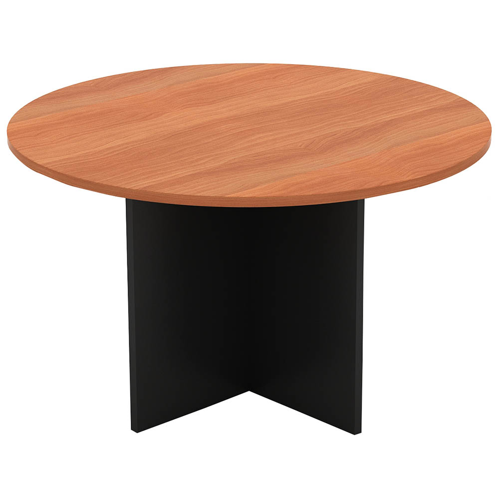 Image for OM ROUND MEETING TABLE 1200 X 720MM CHERRY/CHARCOAL from Discount Office National