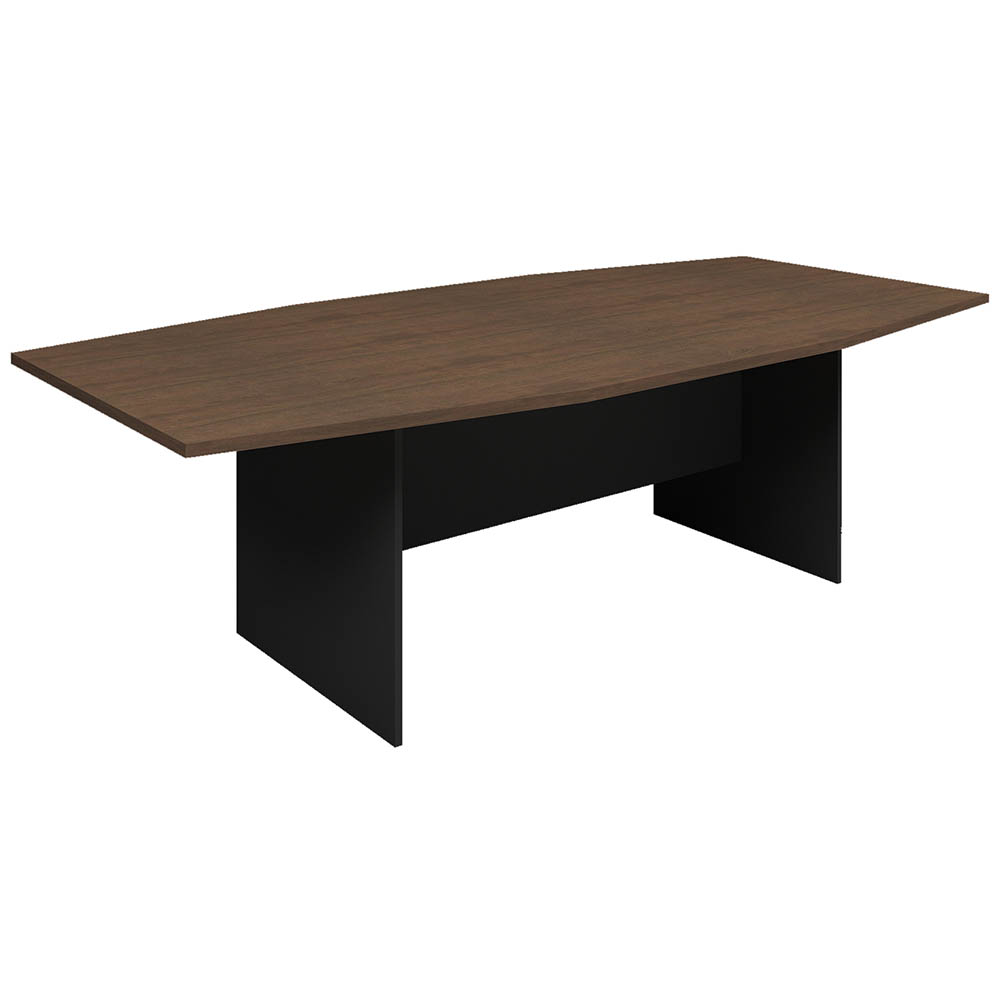 Image for OM PREMIER BOARDROOM TABLE WITH H BASE 2400 X 1200 X 720MM REGAL WALNUT/CHARCOAL from Micon Office National