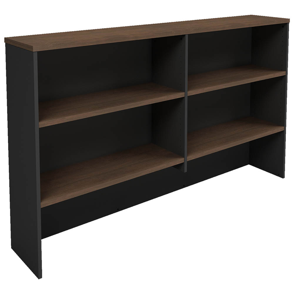 Image for OM PREMIER OVERHEAD HUTCH 1500 X 325 X 1080MM REGAL WALNUT/CHARCOAL from PaperChase Office National
