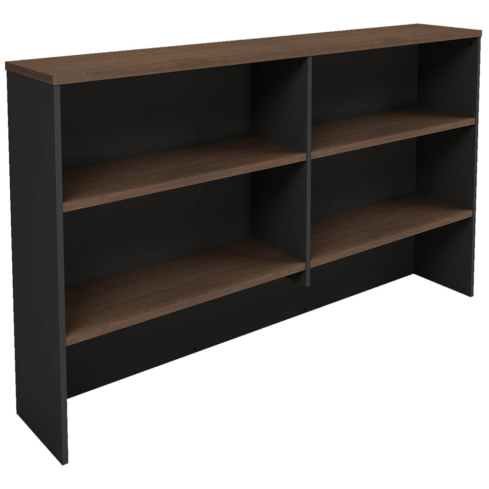 Image for OM PREMIER OVERHEAD HUTCH 1800 X 325 X 1080MM REGAL WALNUT/CHARCOAL from Our Town & Country Office National