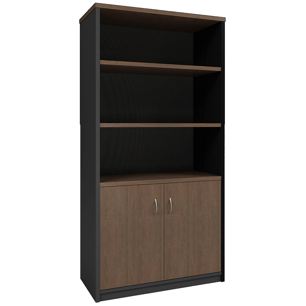 Image for OM PREMIER HALF DOOR CABINET 900 X 450 X 1800MM REGAL WALNUT/CHARCOAL from Office National Barossa