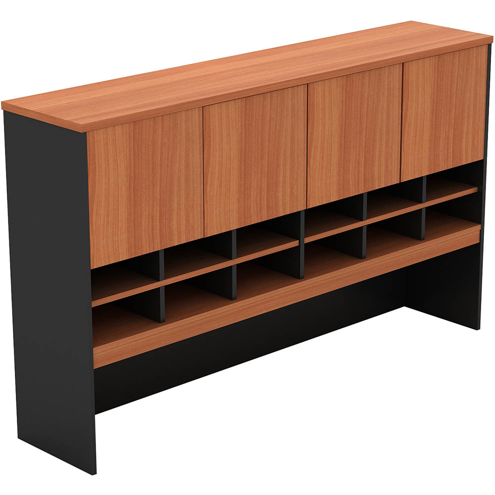 Image for OM PIGEON HOLE HUTCH 1800 X 370 X 1080MM CHERRY/CHARCOAL from Discount Office National