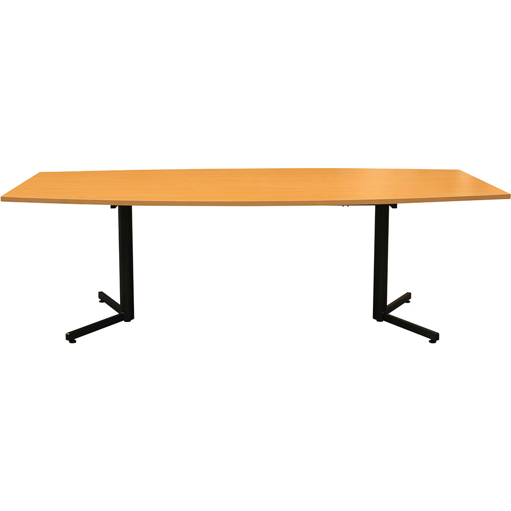 Image for OM BOARDROOM TABLE BOAT SHAPED 2400 X 1200MM BEECH/BLACK from Ezi Office Supplies Gold Coast Office National