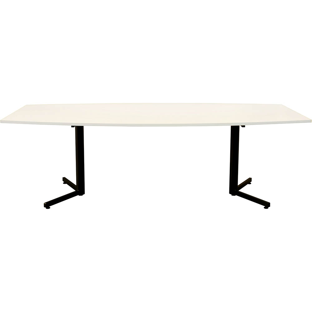 Image for OM BOARDROOM TABLE BOAT SHAPED 2400 X 1200MM WHITE/BLACK from Discount Office National