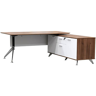 Image for POTENZA DESK WITH RETURN 1950 X 1850 X 750MM VIRGINIA WALNUT MELAMINE from OFFICE NATIONAL CANNING VALE
