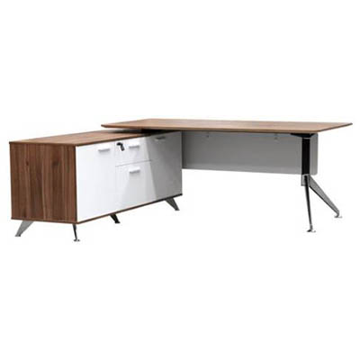 Image for POTENZA MANAGER DESK WITH BUFFET LEFT HAND RETURN 1950 X 1850 X 750MM CASNAN/WHITE from Connelly's Office National