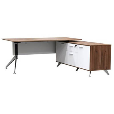 Image for POTENZA MANAGER DESK WITH BUFFET RIGHT HAND RETURN 1950 X 1850 X 750MM CASNAN/WHITE from PaperChase Office National