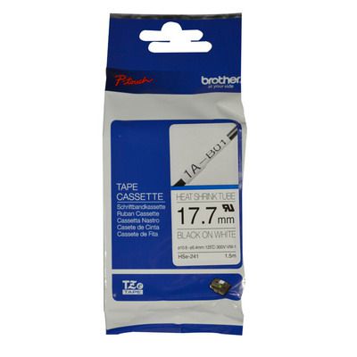 Image for BROTHER HSE-241 HEAT SHRINK TUBE TAPE 17.7MM BLACK ON WHITE from Two Bays Office National