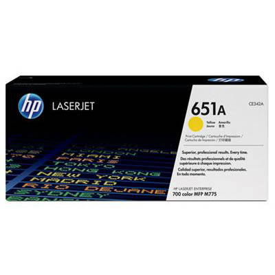 Image for HP CE342A 651A TONER CARTRIDGE YELLOW from Aztec Office National