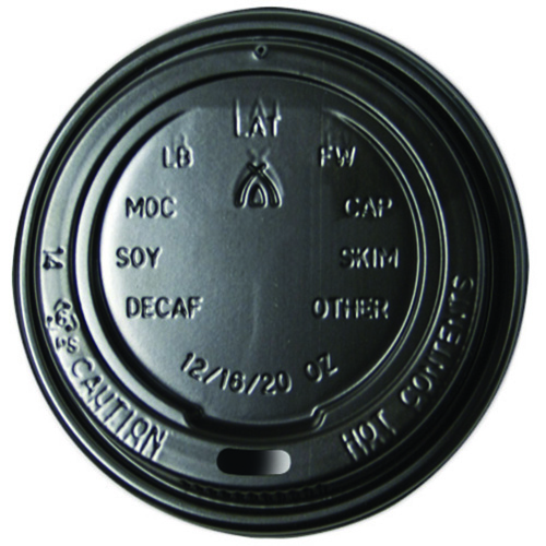 Image for HUHTAMAKI PREMIUM COFFEE CUP LID 12/16OZ BLACK PACK 50 from Aztec Office National