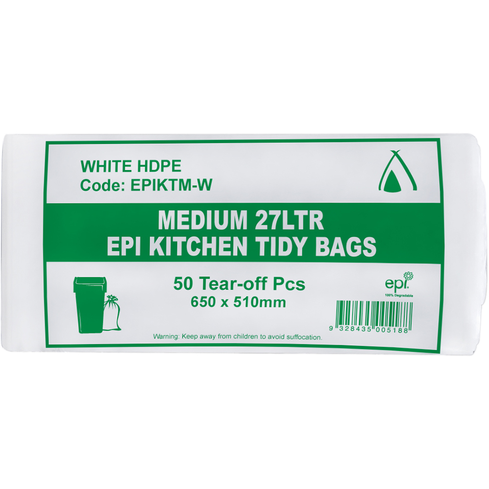 Image for HUHTAMAKI HDPE BIN LINER EPI 27 LITRE WHITE PACK 50 from Office National Capalaba