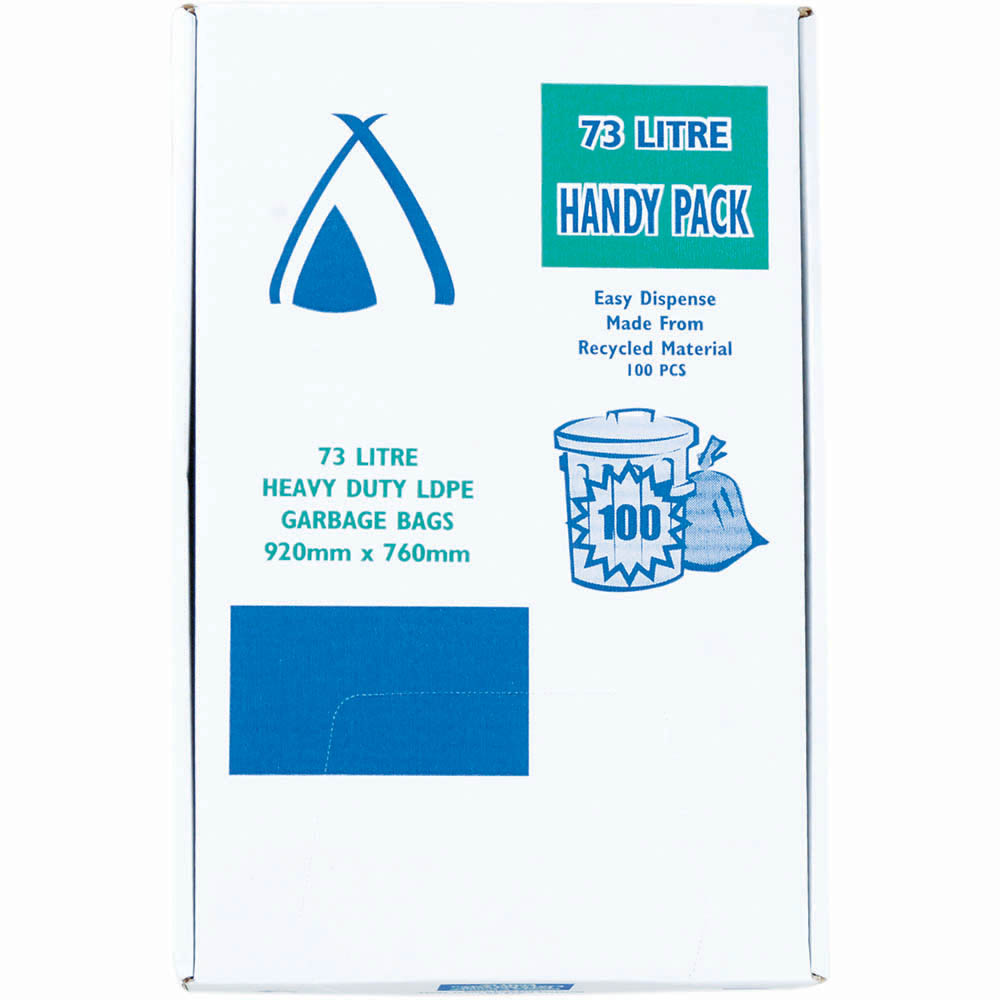 Image for HUHTAMAKI HANDY PACK BIN LINER 73 LITRE 920 X 760MM BLACK PACK 100 from PaperChase Office National