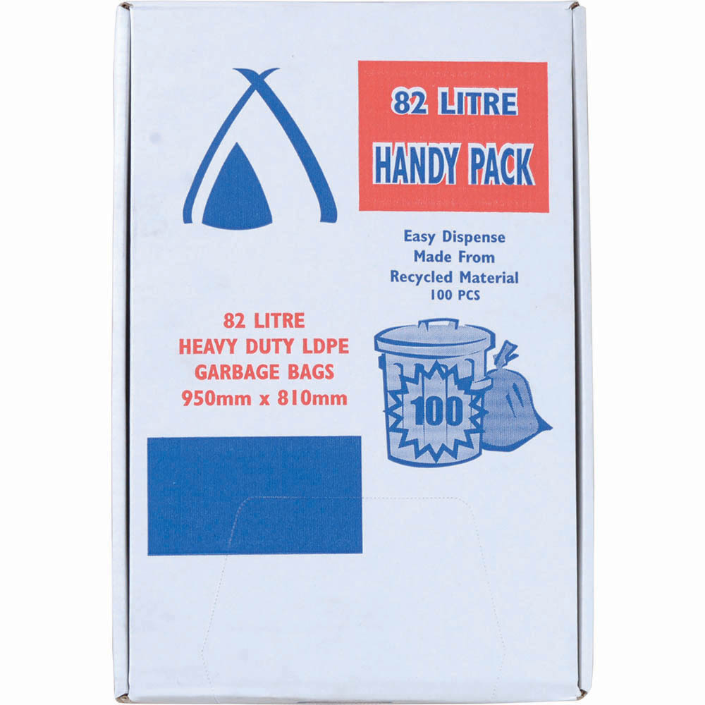 Image for HUHTAMAKI HANDY PACK BIN LINER 82 LITRE 950 X 810MM BLACK PACK 100 from PaperChase Office National
