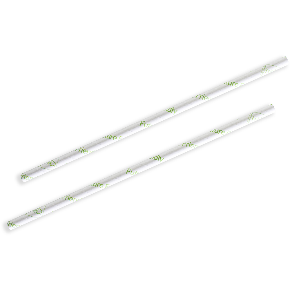 Image for HUHTAMAKI FUTURE FRIENDLY PAPER STRAW REGULAR LOGO WHITE PACK 250 from Surry Office National