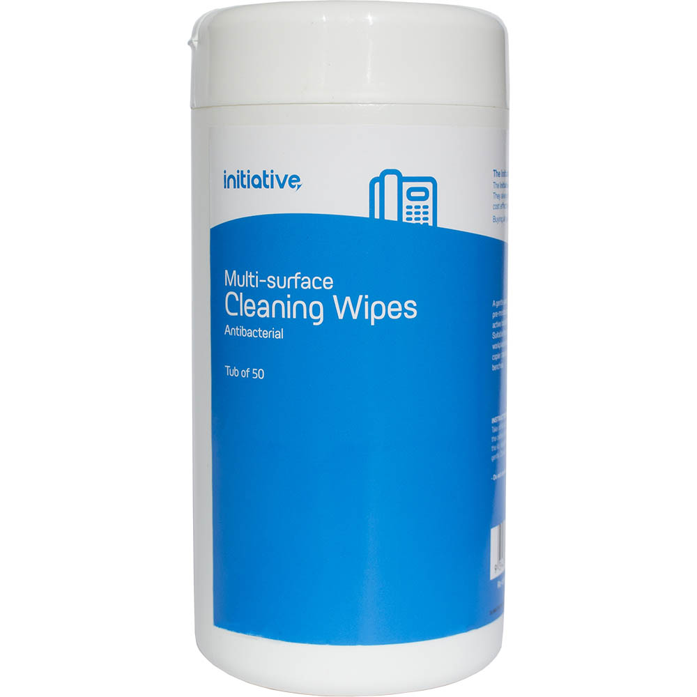 Image for INITIATIVE ANTIBACTERIAL MULTI-SURFACE CLEANING WIPES TUB 50 from Emerald Office Supplies Office National