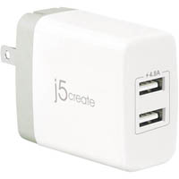 j5create jup23 2 port usb super wall charger white