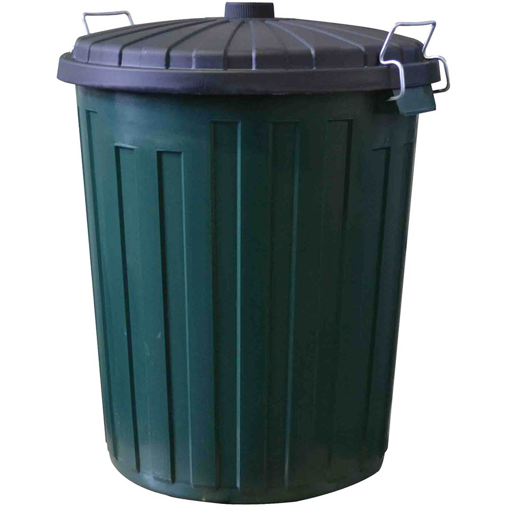 Image for ITALPLAST GARBAGE BIN WITH LID 55 LITRE GREEN/BLACK from Aztec Office National