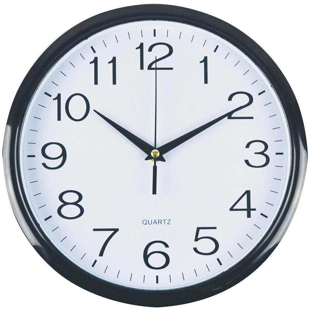 Image for ITALPLAST WALL CLOCK 300MM GLASS WHITE / BLACK from PaperChase Office National