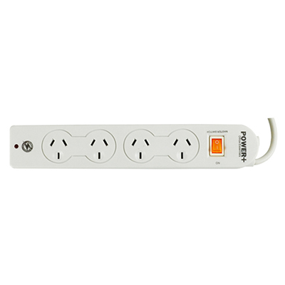 Image for ITALPLAST POWER BOARD 4 OUTLET WITH MASTER SWITCH, SURGE AND OVERLOAD 1M WHITE from PaperChase Office National