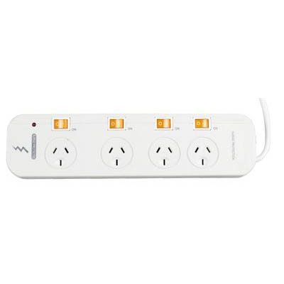 Image for ITALPLAST POWER BOARD 4 OUTLET INDIVIDUAL SWITCHES 1M WHITE from Discount Office National