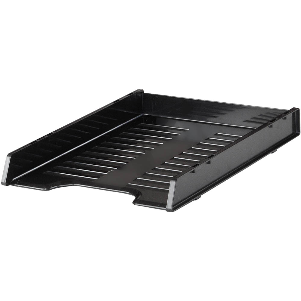 Image for ITALPLAST GREENR RECYCLED SLIMLINE MULTI FIT DOCUMENT TRAY A4 BLACK from PaperChase Office National