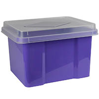 italplast file storage box 32 litre grape/clear lid