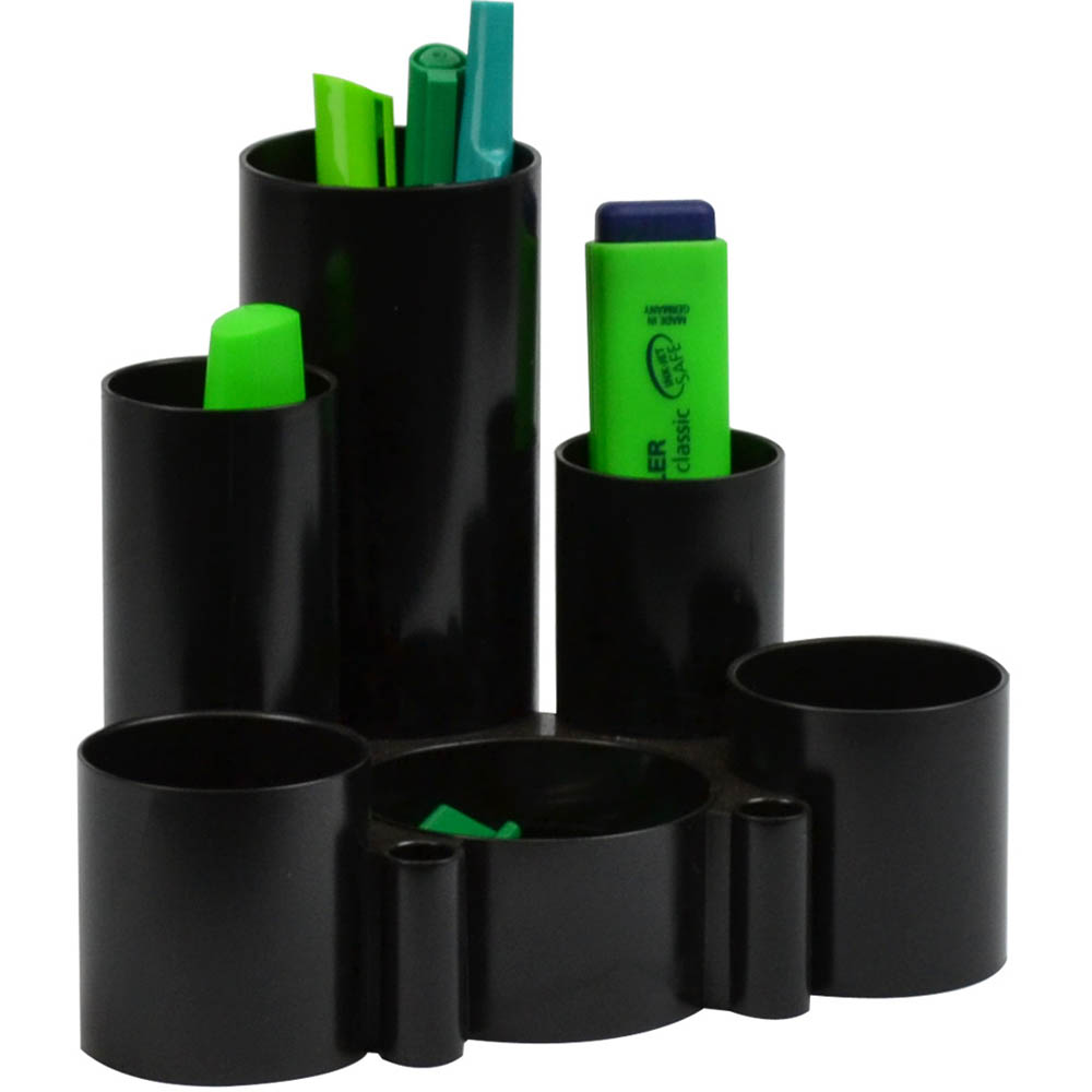 Image for ITALPLAST GREENR RECYCLED DESK TIDY 6 COMPARTMENT BLACK from Paul John Office National