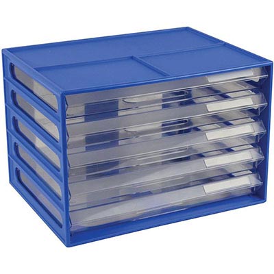 Image for ITALPLAST DOCUMENT CABINET 5 DRAWER 255 X 330 X 230MM A4 BLUEBERRY from Office National