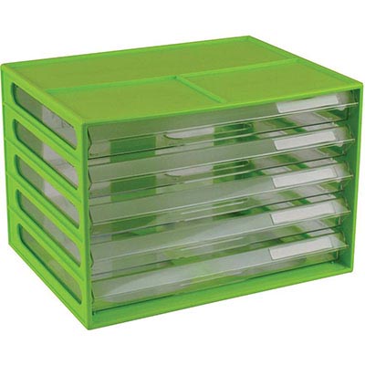 Image for ITALPLAST DOCUMENT CABINET 5 DRAWER 255 X 330 X 230MM A4 LIME from Discount Office National